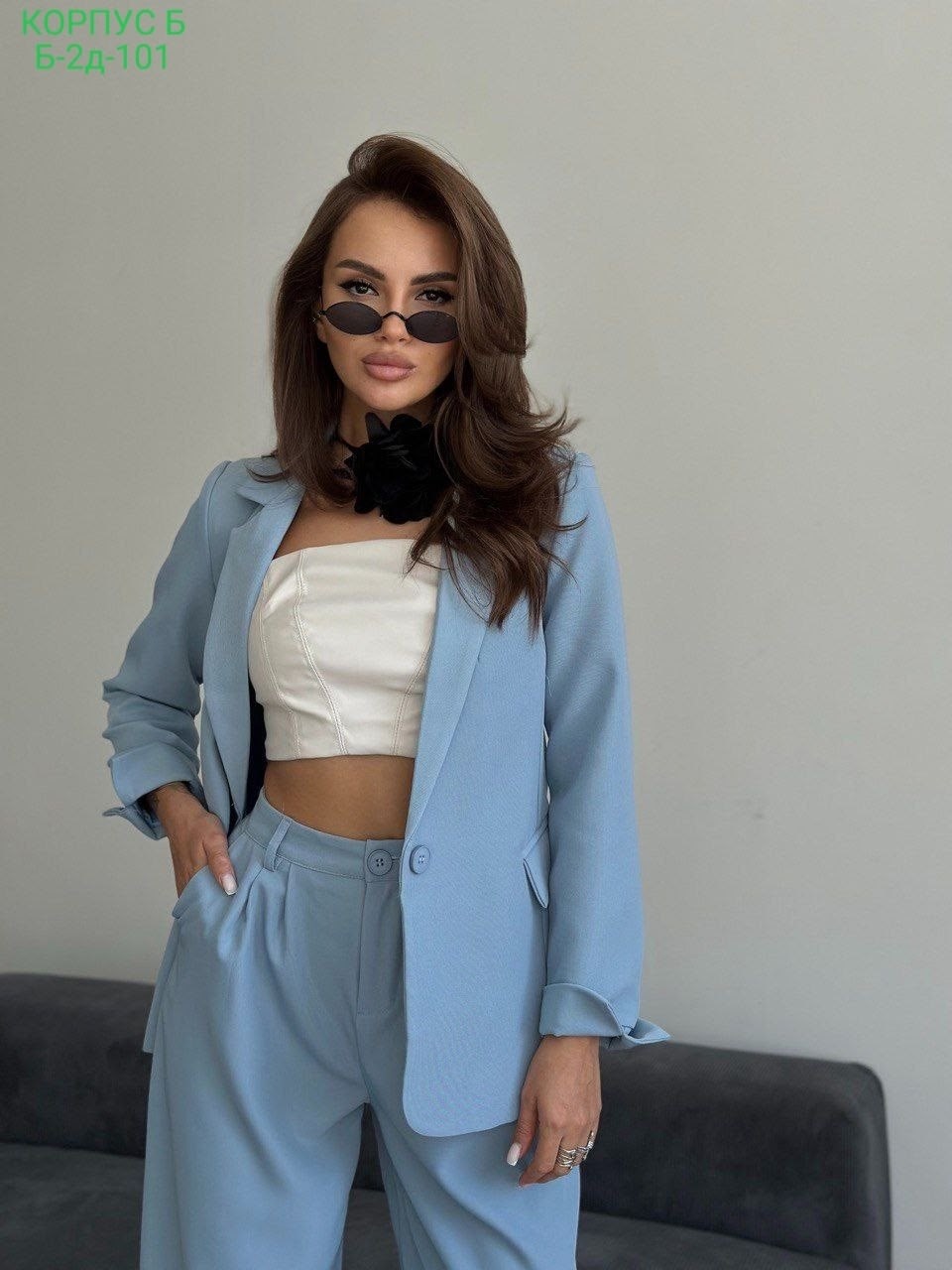 брючный костюм dilana vip 2056 голубой,женский брючный костюм небесно-голубого цвета,костюм брючный 2056 голубой dilanavip,брючный костюм,брючный костюм usova 0050(3) голубой