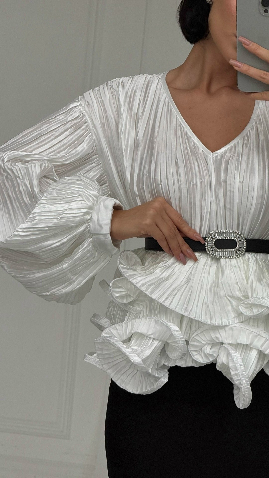 элегантная блузка,блузка плиссе,женская плиссированная блузка twotwin,женская блузка,блузка