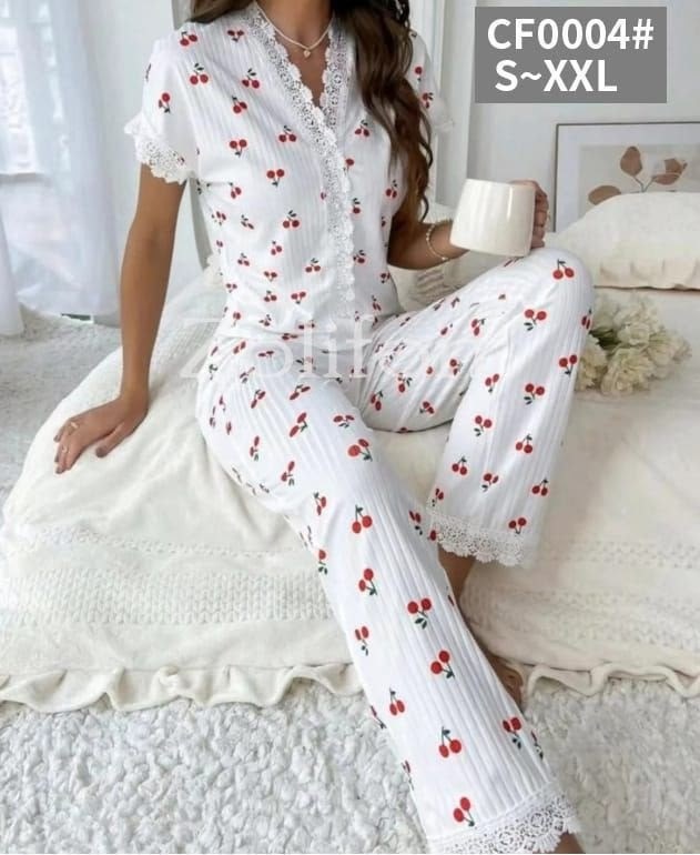 пижама женская,женская домашняя одежда пижамный комплект с принтом вишни,пижама женская с брюками,пижама для женщин,уютная пижама