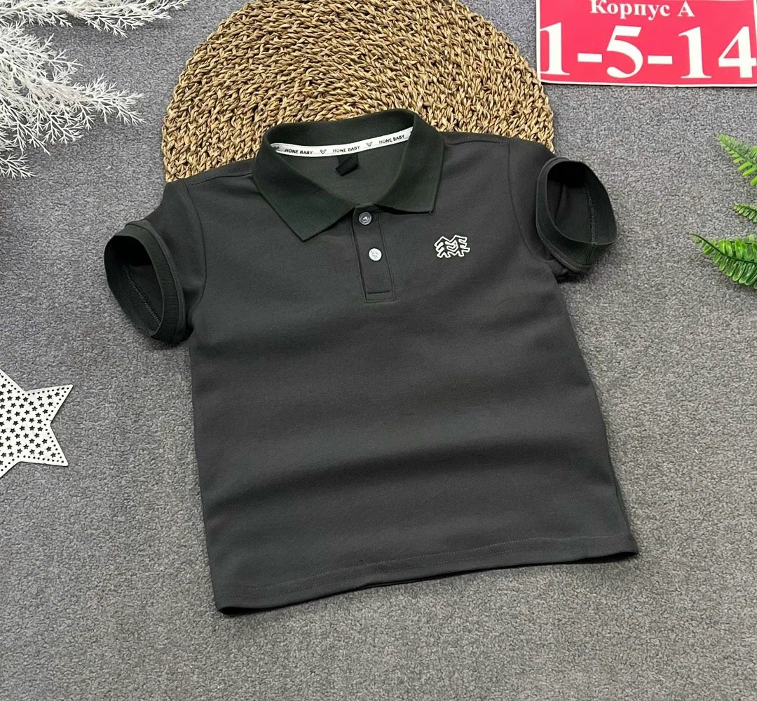 футболка (поло) детская minaku basic line цвет графит,футболка поло для мальчика,ребенок,поло для мальчика,детская футболка поло