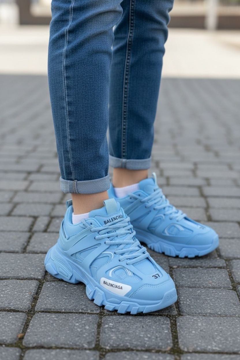 кроссовки баленсиага голубые,кроссовки женскиe,кроссовки,кроссовки женские голубые,массивные кроссовки