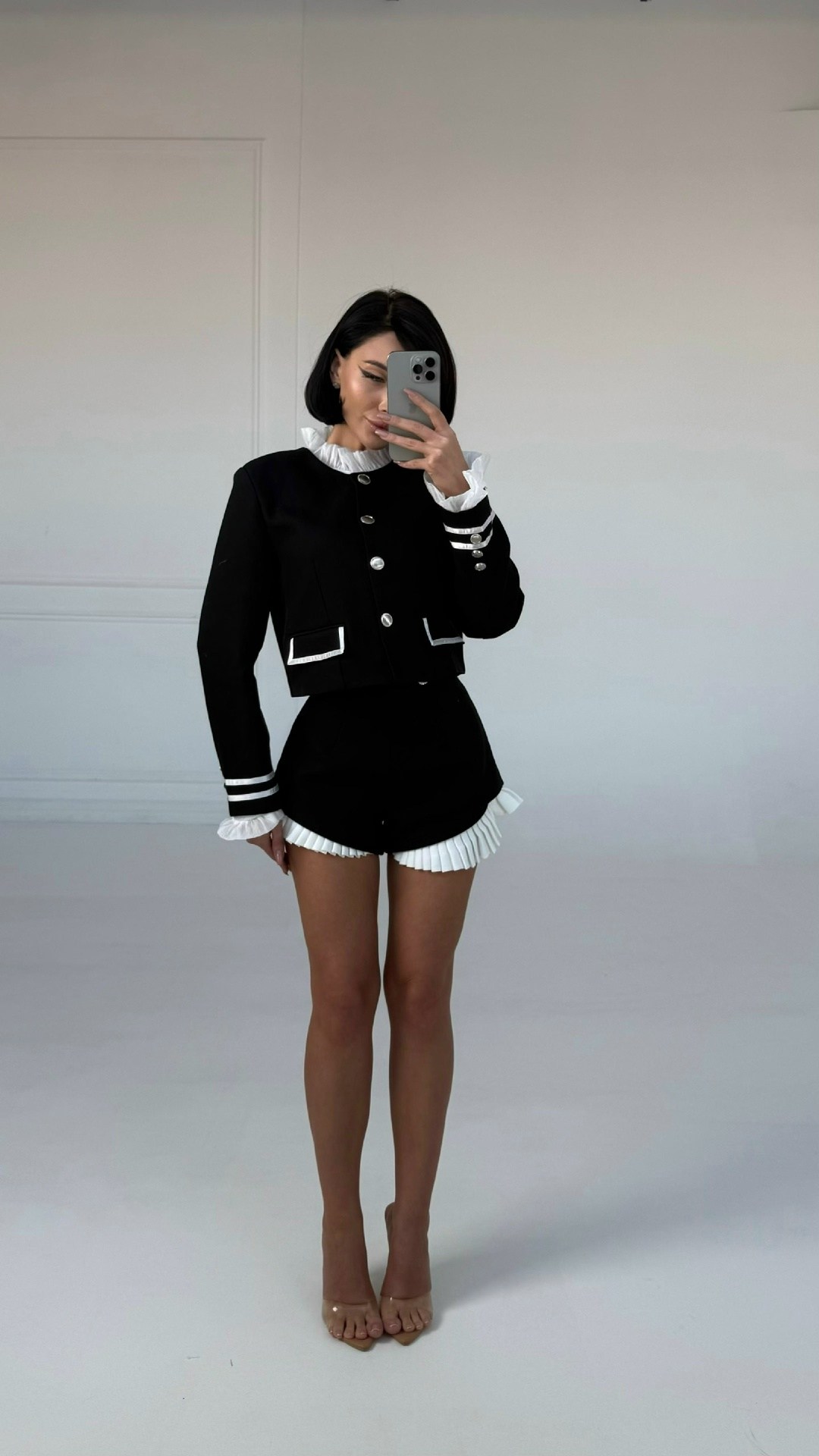 стильные костюмы,блузка элегантная,женские костюмы,одежда комплект,костюм в стиле платье-пиджак и воротником жабо на выпускной bezko