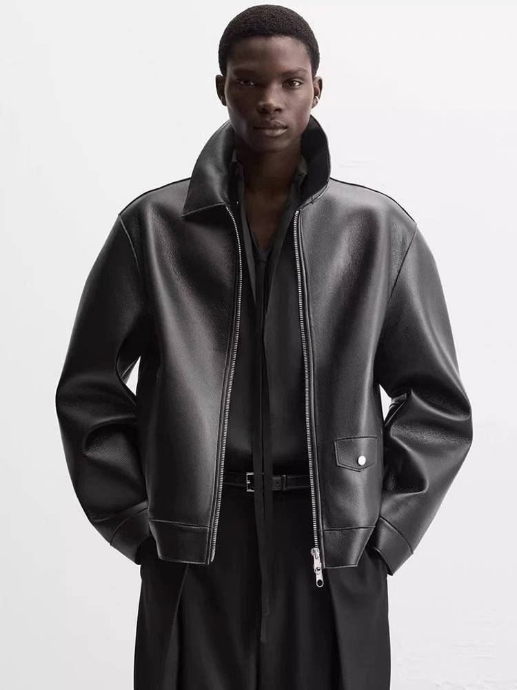 байкерская куртка из искусственной кожи,мужская кожаная куртка,кожаная куртка классическая,кожаная куртка,кожаная куртка zara черная