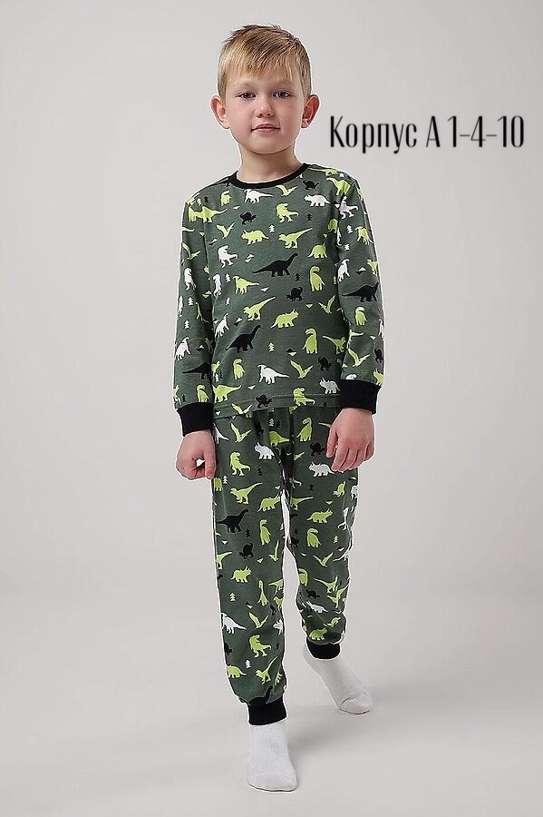 пижама детская,пижама для мальчика,пижама зеленая,пижама детская crockid м 1303-1, м 3702, зеленый, динозавры,комплект пижама