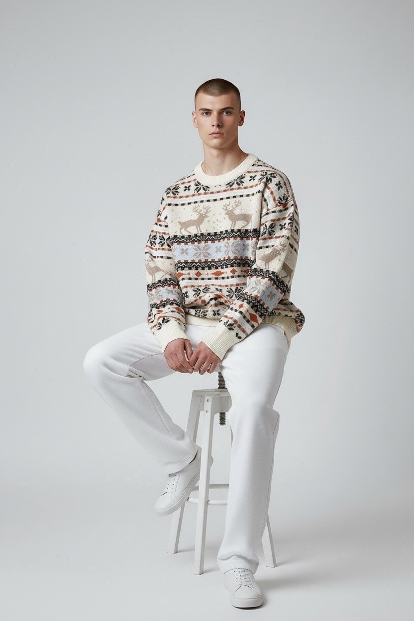 новогодний джемпер,новогодние свитера,мужской свитер с оленем,джемпер с узорами,свитер