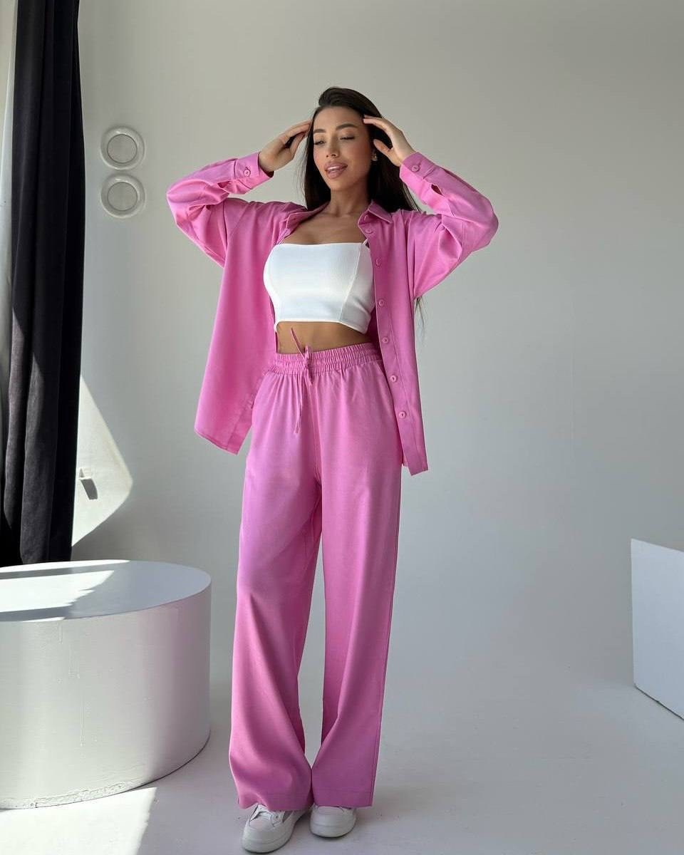 брючный костюм с топом,костюм с брюками,костюм женский однотонный,женский костюм летний,костюм с брюками палаццо женский