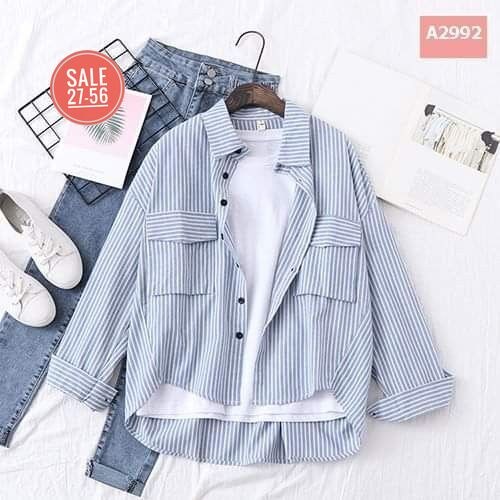 рубашка в полоску повседневная,рубашка в полоску,рубашка в полоску женская,женская джинсовая рубашка с длинным рукавом,повседневная куртка