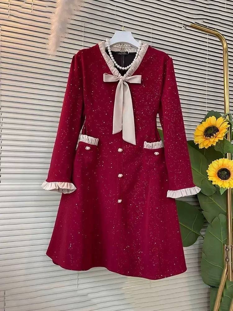 платье женская,твидовое платье для женщин,черное платье,винтажное платье,платье с бантом