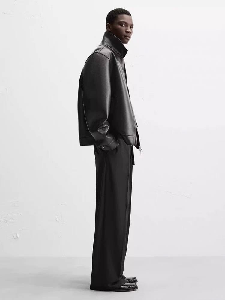 байкерская куртка из искусственной кожи,мужская кожаная куртка,кожаная куртка классическая,кожаная куртка,кожаная куртка zara черная