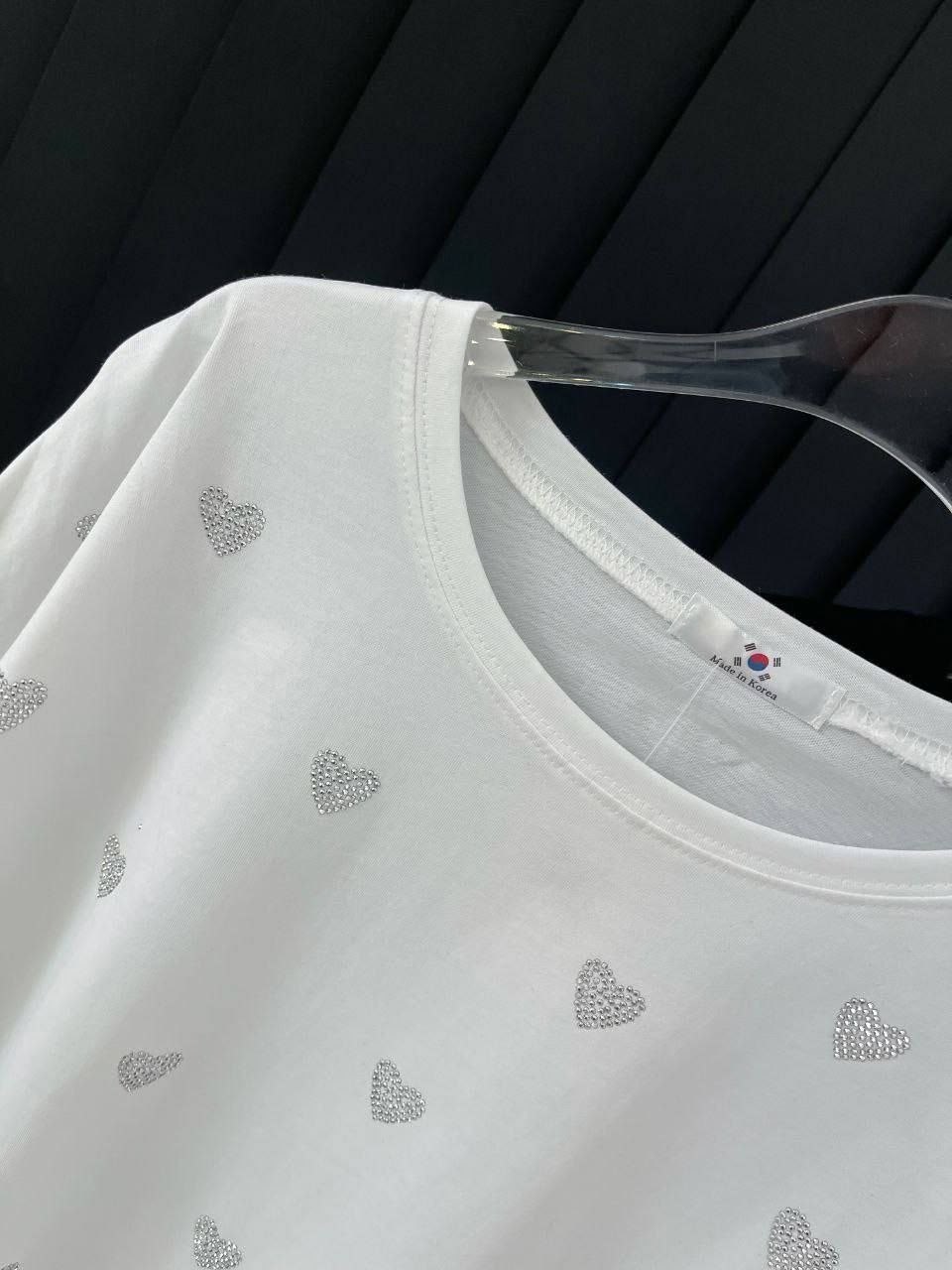 женская футболка оверсайз,футболки женская,футболка оверсайз с сердцами,женская кофта,футболка со стразами оверсайз база