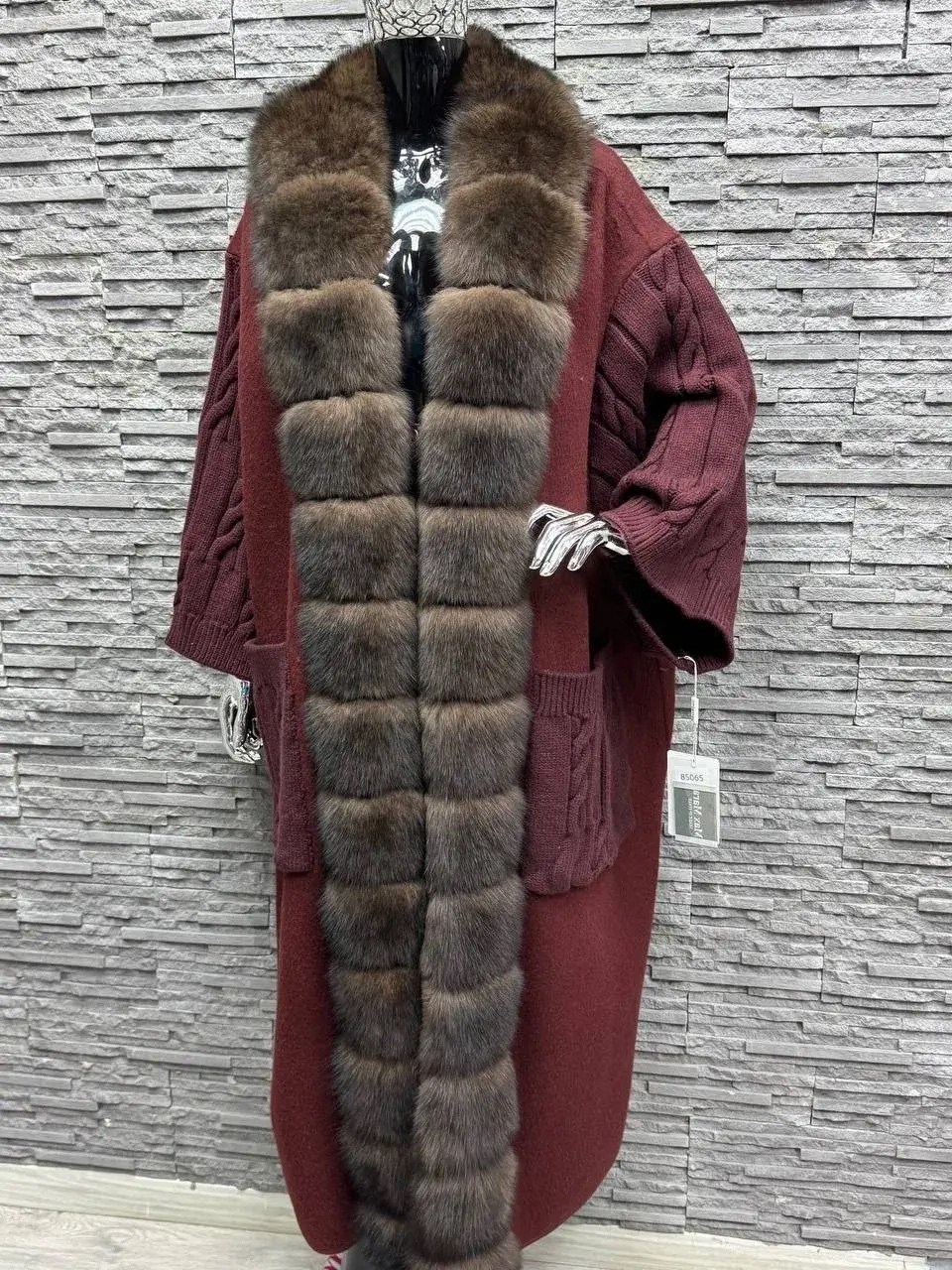 кардиган с мехом песца,кардиган с мехом,длинный кардиган с мехом,пальто с мехом,меховой кардиган