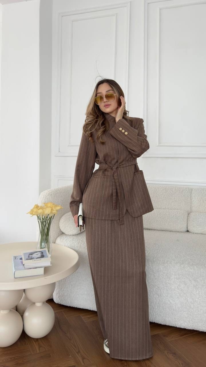 брючный костюм pirs 5041 шоколадный,костюм с брюками,женский брючный костюм,брючный костюм pirs 5042 шоколадный,костюм классический