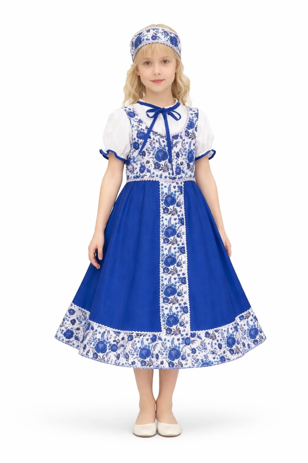 костюм гжель для девочки,русский народный костюм гжель для девочки,костюм гжель девочка (цв: синий-белый размер: 30),костюм забава гжель для девочки,детский костюм гжель