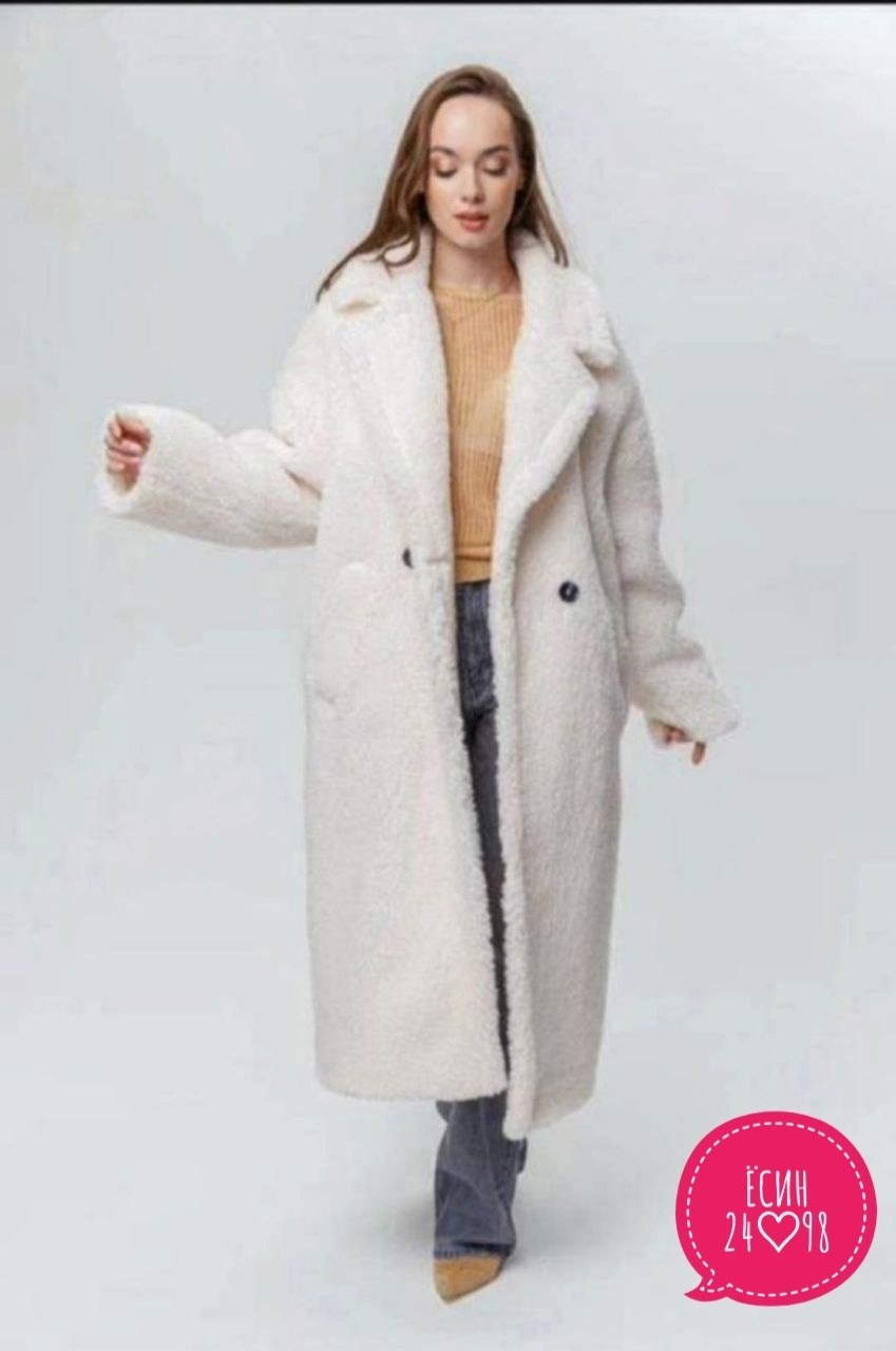экошуба женский каляев 57498 белый 46 ru,шуба из искусственного меха каляев,шуба из овчины,каляев пальто из овчины,женская шуба