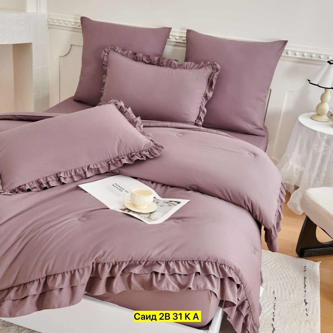 комплект постельного белья,постельное белье с рюшами,белье постельное,комплект постельного белья с одеялом евро,пододеяльник с рюшами