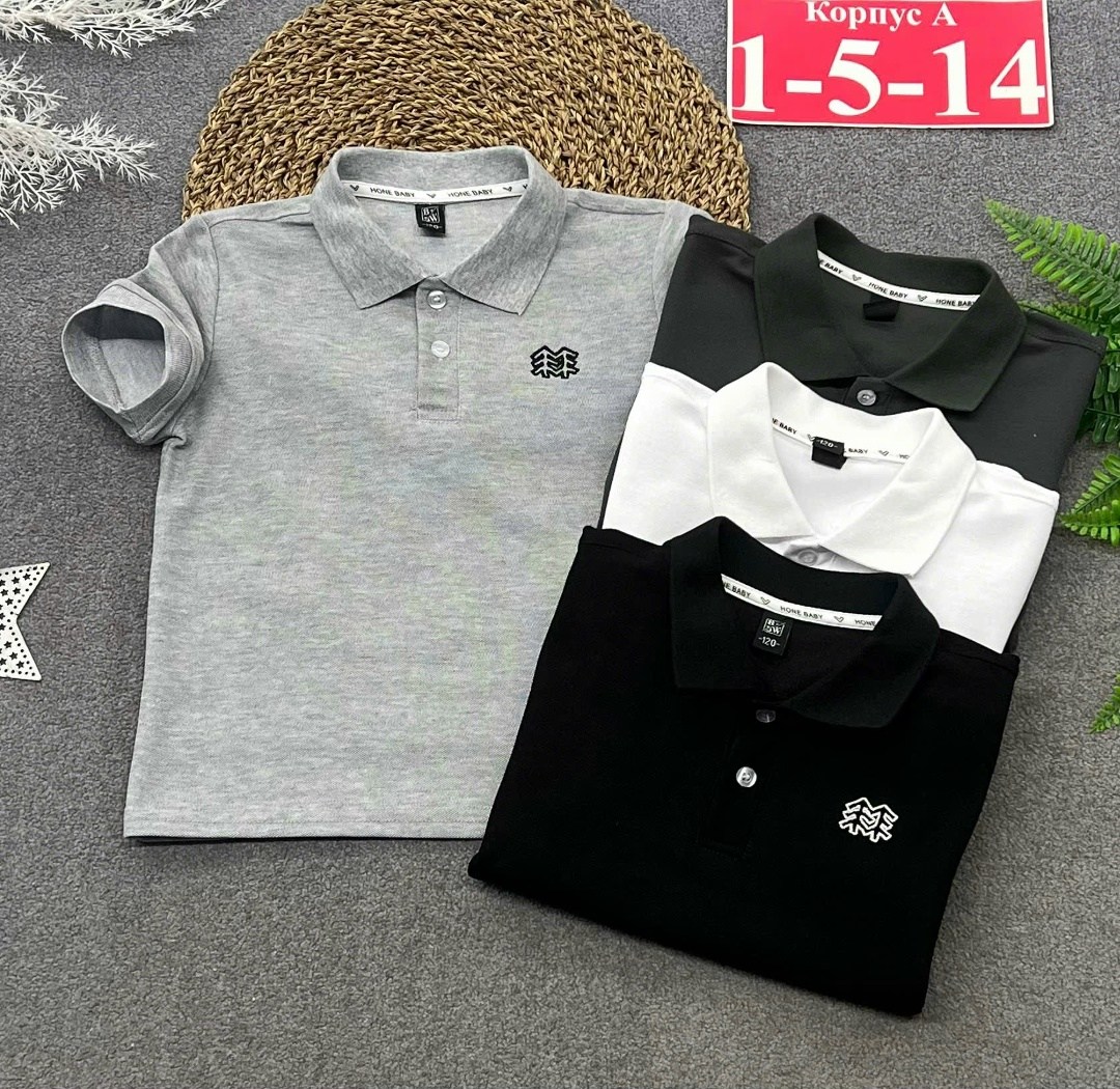 футболка (поло) детская minaku basic line цвет графит,футболка поло для мальчика,ребенок,поло для мальчика,детская футболка поло