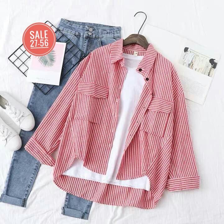 рубашка в полоску повседневная,рубашка в полоску,рубашка в полоску женская,женская джинсовая рубашка с длинным рукавом,повседневная куртка