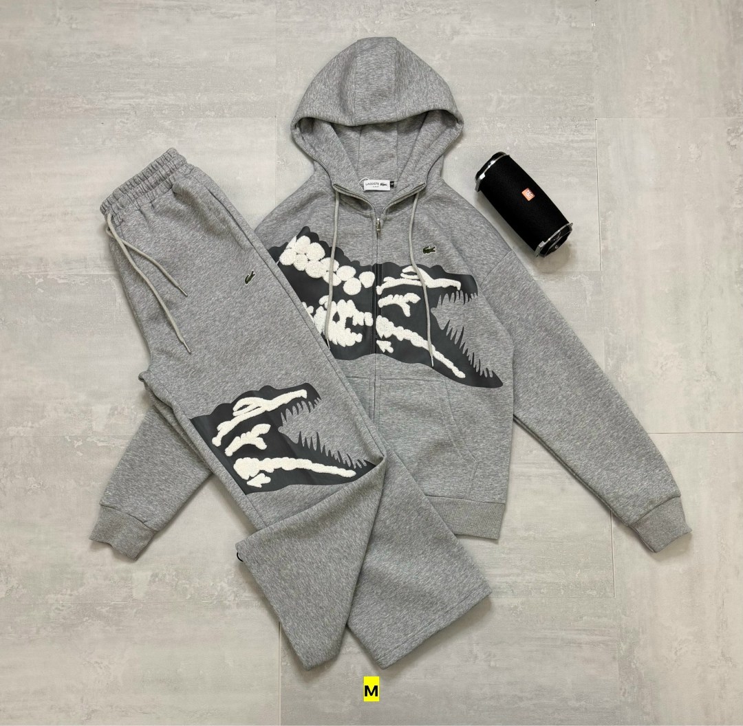 lacoste grey sweatsuit,спортивные костюм,мужские спортивные костюмы,толстовка серая