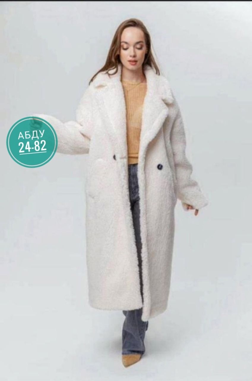 экошуба женский каляев 57498 белый 46 ru,модели пальто,шуба из искусственного меха каляев,шуба из овчины,женская шуба