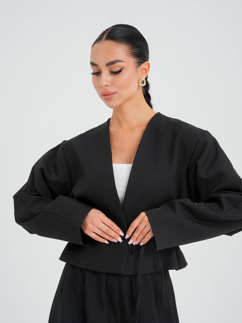 атласный брючный костюм,женский костюм,костюм брючный,брючный костюм женский,костюм с брюками-алладинками коричневый