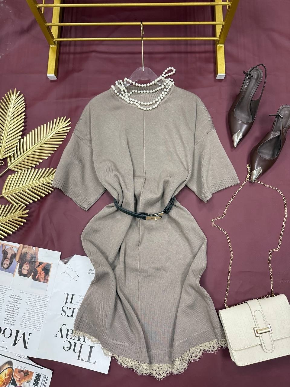 трикотажное платье,модное платье,женское платье,пудровое платье,платье