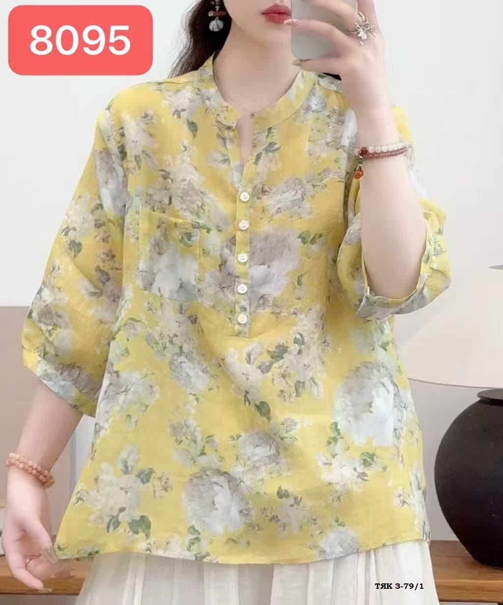 рубашка из рами,блузка в восточном стиле,angenk женская хлопковая блузка с цветочным принтом,блузка винтажная,блузка женская с цветочным принтом на пуговицах из хлопка и льна