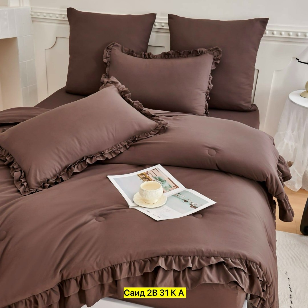 комплект постельного белья,постельное белье с рюшами,белье постельное,комплект постельного белья с одеялом евро,пододеяльник с рюшами