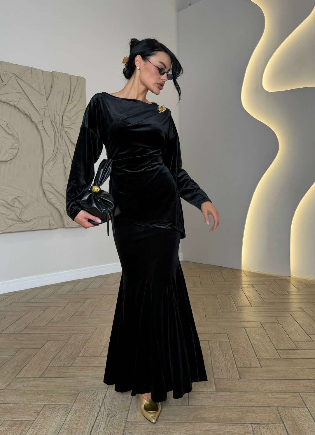 платье вечернее велюровое,вечернее платье велюровое длинное,вечернее платье велюровое длинное цвет черный,платье велюр,бархатное черное платье