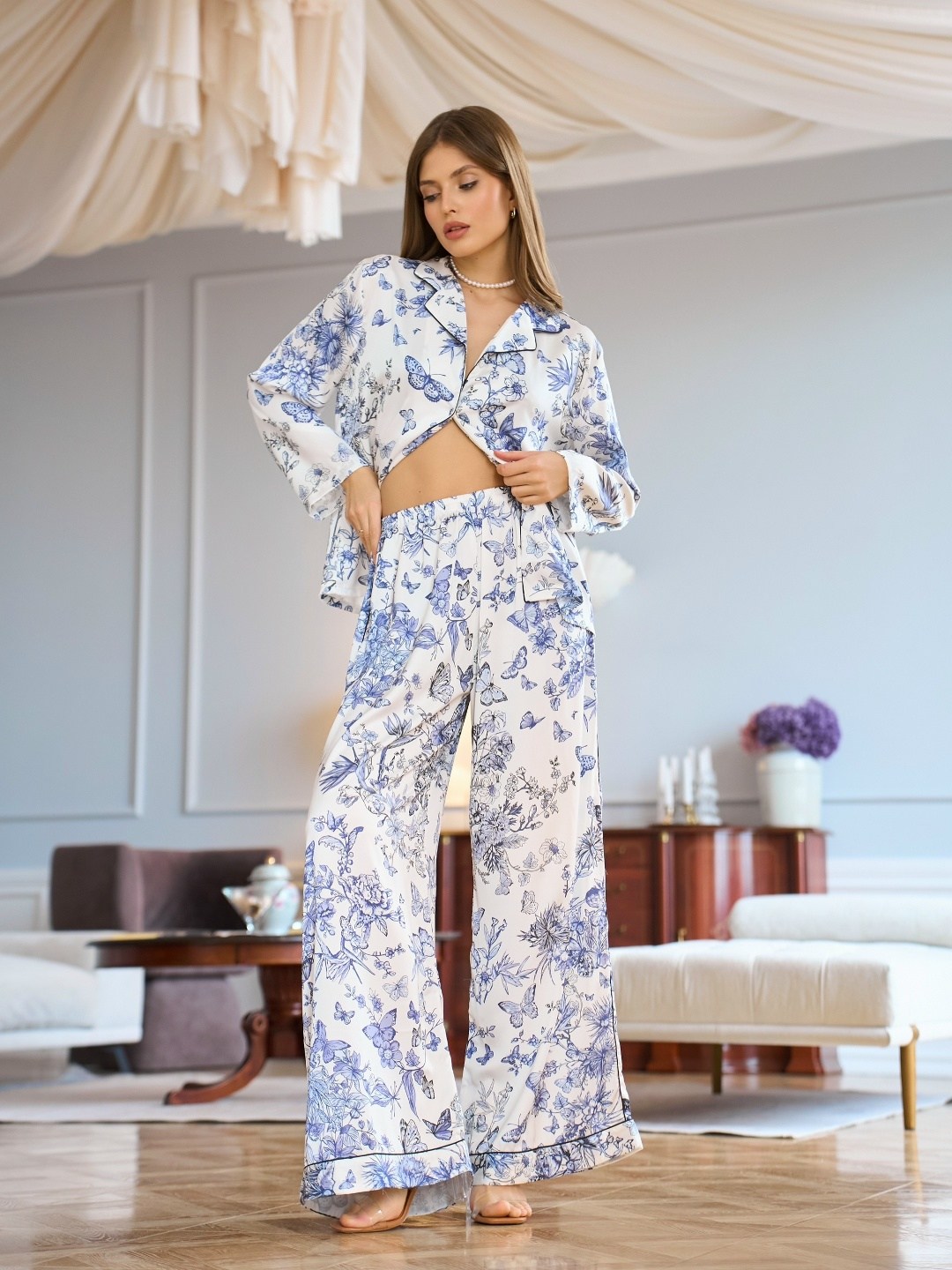 пижама комплект,пижама классическая,пижама женская,миа миа пижама шелк,шелковая пижама с брюками