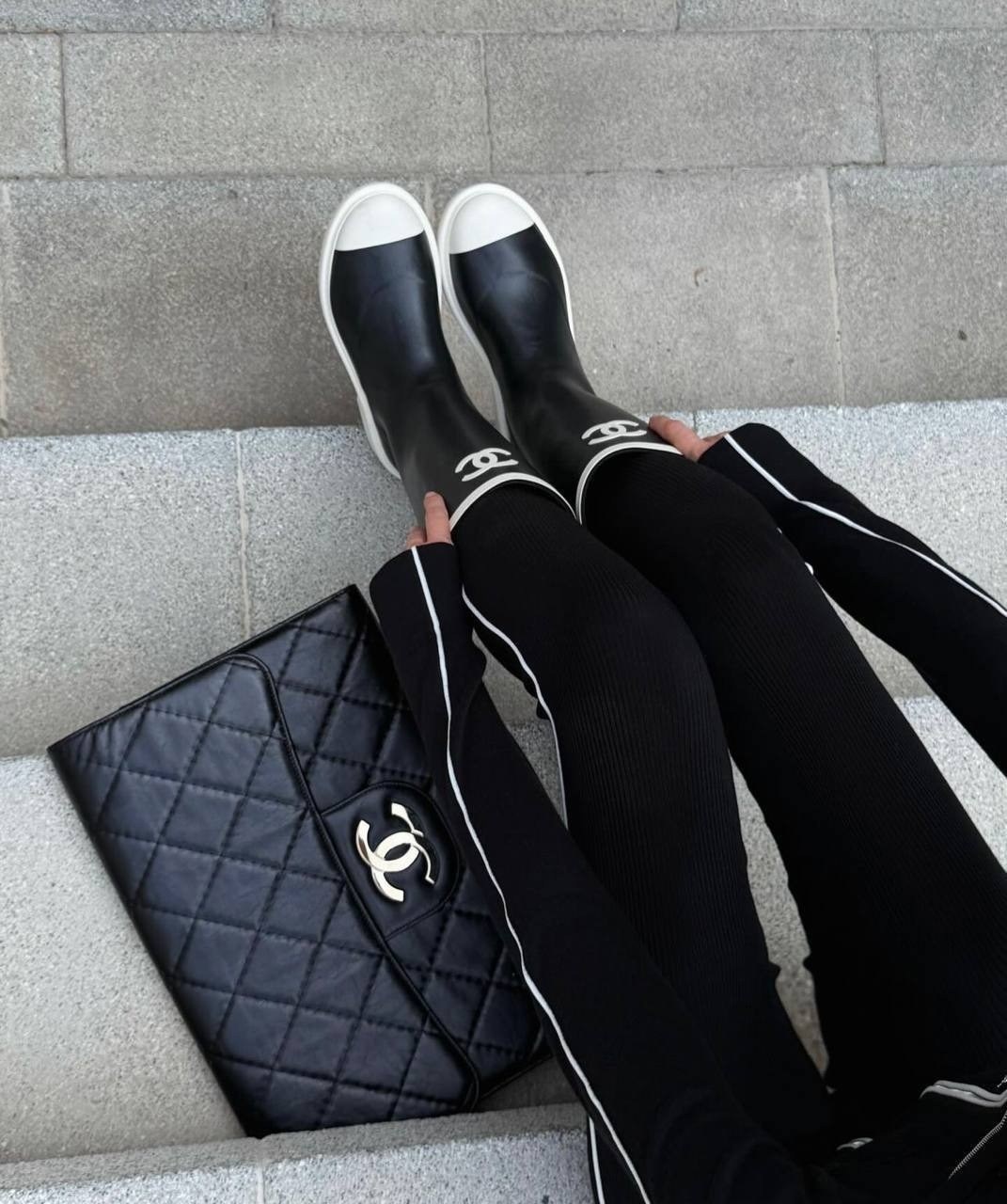 сапоги шанель,резиновые сапоги шанель,стильные резиновые сапоги,сапоги,высокие сапоги