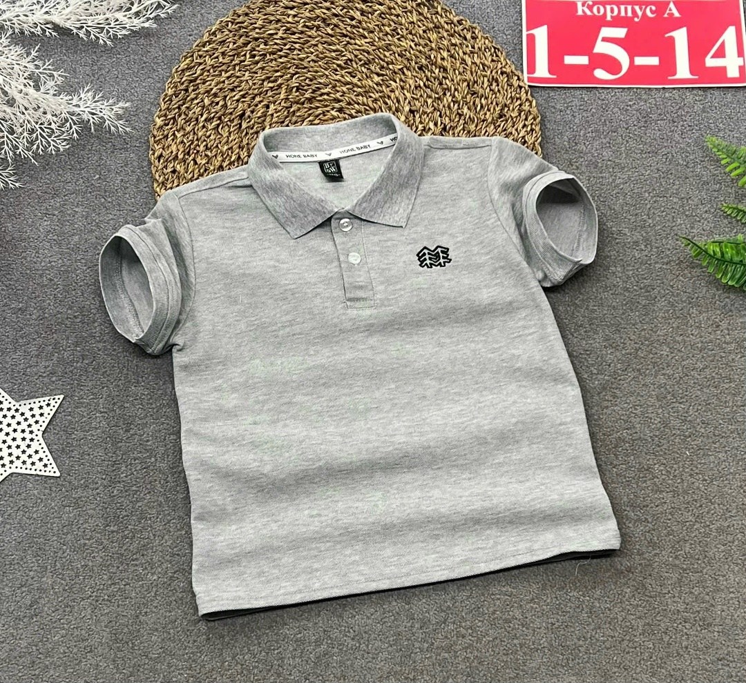 футболка (поло) детская minaku basic line цвет графит,футболка поло для мальчика,ребенок,поло для мальчика,детская футболка поло