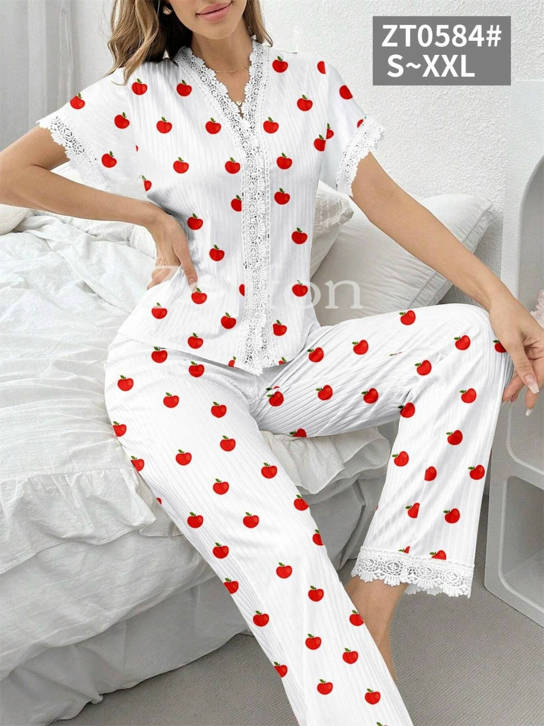 пижама женская,женская домашняя одежда пижамный комплект с принтом вишни,пижама женская с брюками,пижама для женщин,уютная пижама