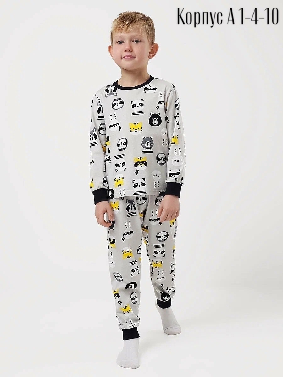 пижама для мальчиков,пижама crockid для мальчиков,детская пижама,пижама детская crockid к 1044 светло-серый,пижама детская crockid к 1044 светло-серый 134