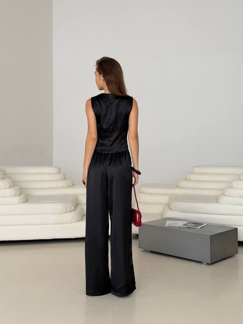 брючный костюм,брючный костюм с жилетом на пуговицах,женский брючный костюм,женский брючный костюм из жилета и брюк,костюм с жилетом и брюками tizara