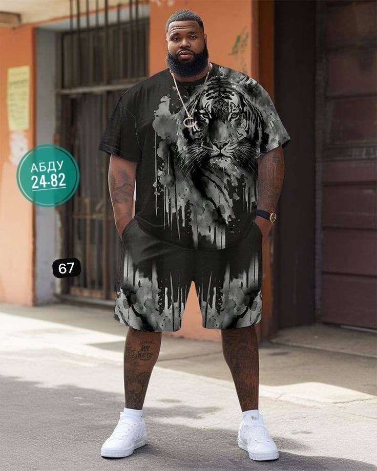 летний костюм больших размеров,мужская мода,мужские спортивные костюмы,модные мужские шорты,костюм с принтом