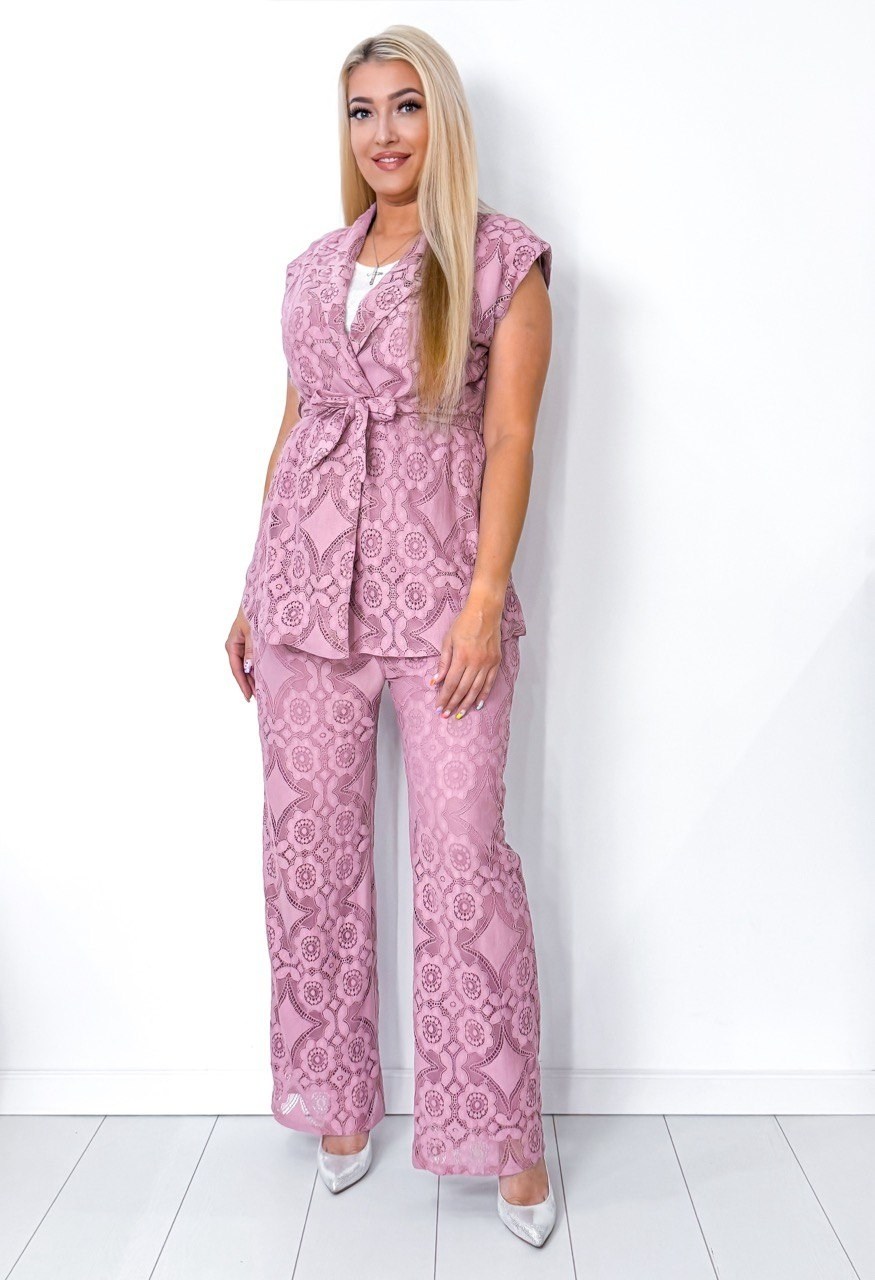 брючный костюм к5-5450/4 бирюзовый,брючный костюм к5-5450/4,костюм двойка гипюр,кружевной мятный брючный костюм w-к5-5450/4,костюм женский wisell к5-5450 голубой 48 ru