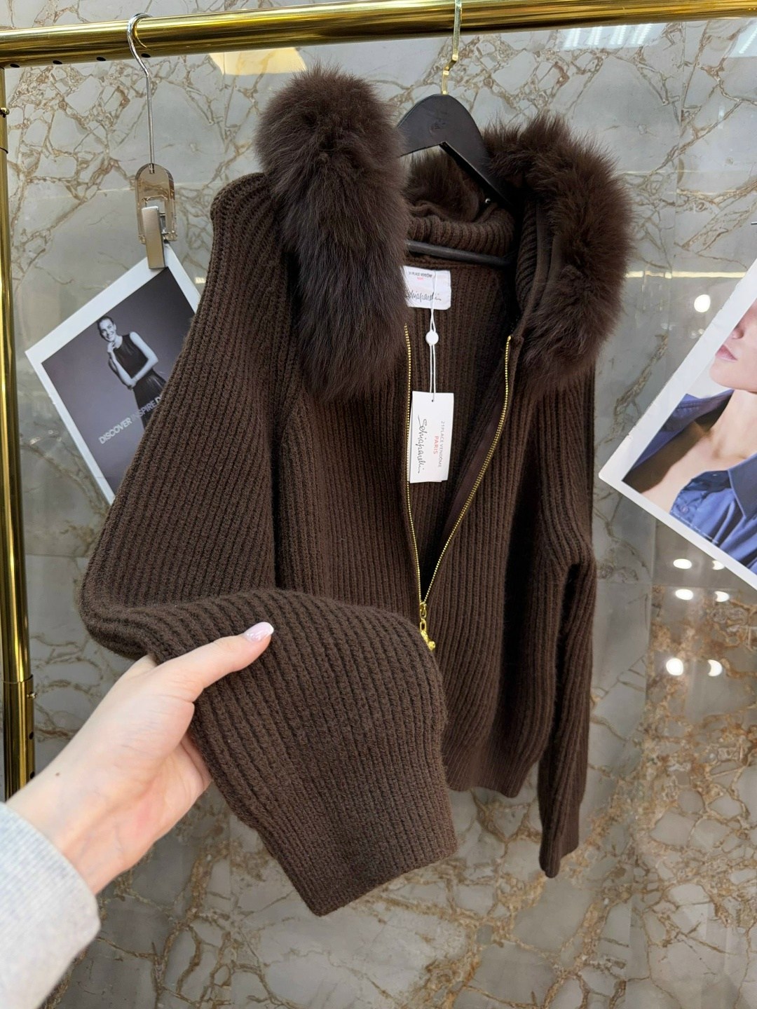 свитера с капюшоном,кофта с меховым воротником,куртка вязаная,кардиган с мехом,женский вязаный кардиган с капюшоном