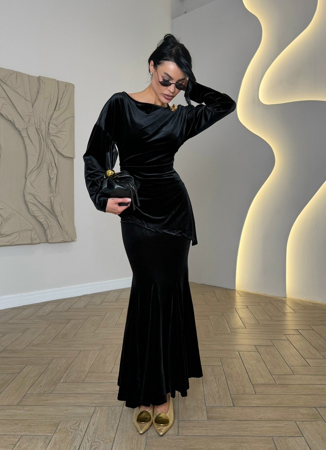 платье вечернее велюровое,вечернее платье велюровое длинное,вечернее платье велюровое длинное цвет черный,платье велюр,бархатное черное платье