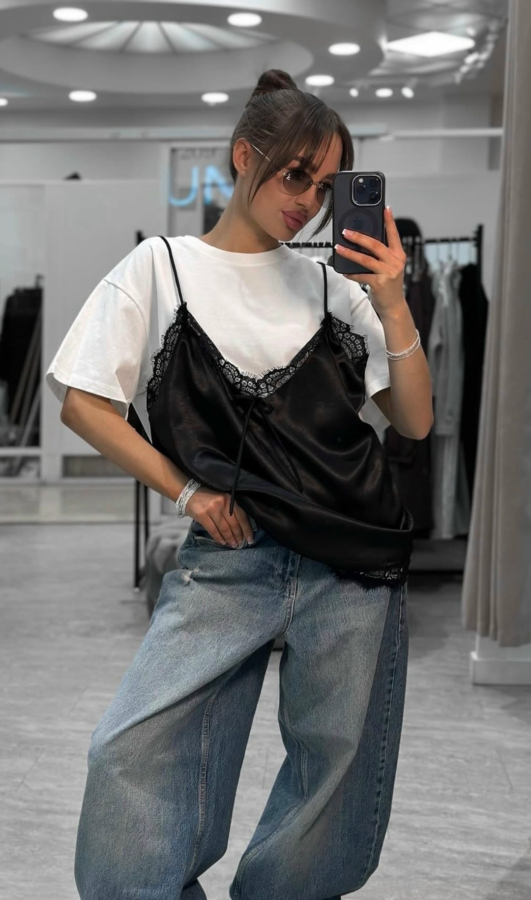 шелковый топ,шелковая майка с кружевом,атласный топ,топ в бельевом стиле,топ с кружевом