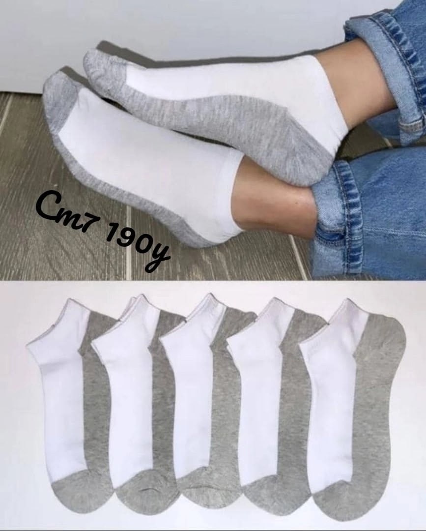 белые носки комплект,комплект носки женские,хлопковые носки,5 пар носки,носки мужские белые с серой подошвой