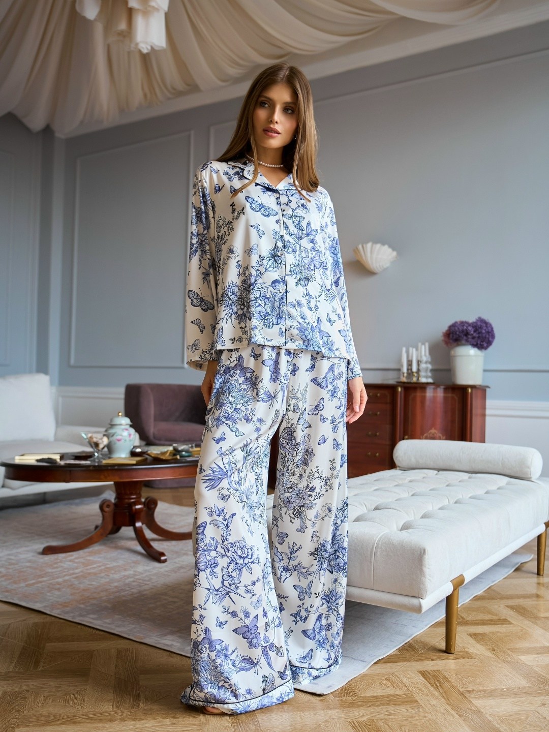 пижама комплект,пижама классическая,пижама женская,миа миа пижама шелк,шелковая пижама с брюками