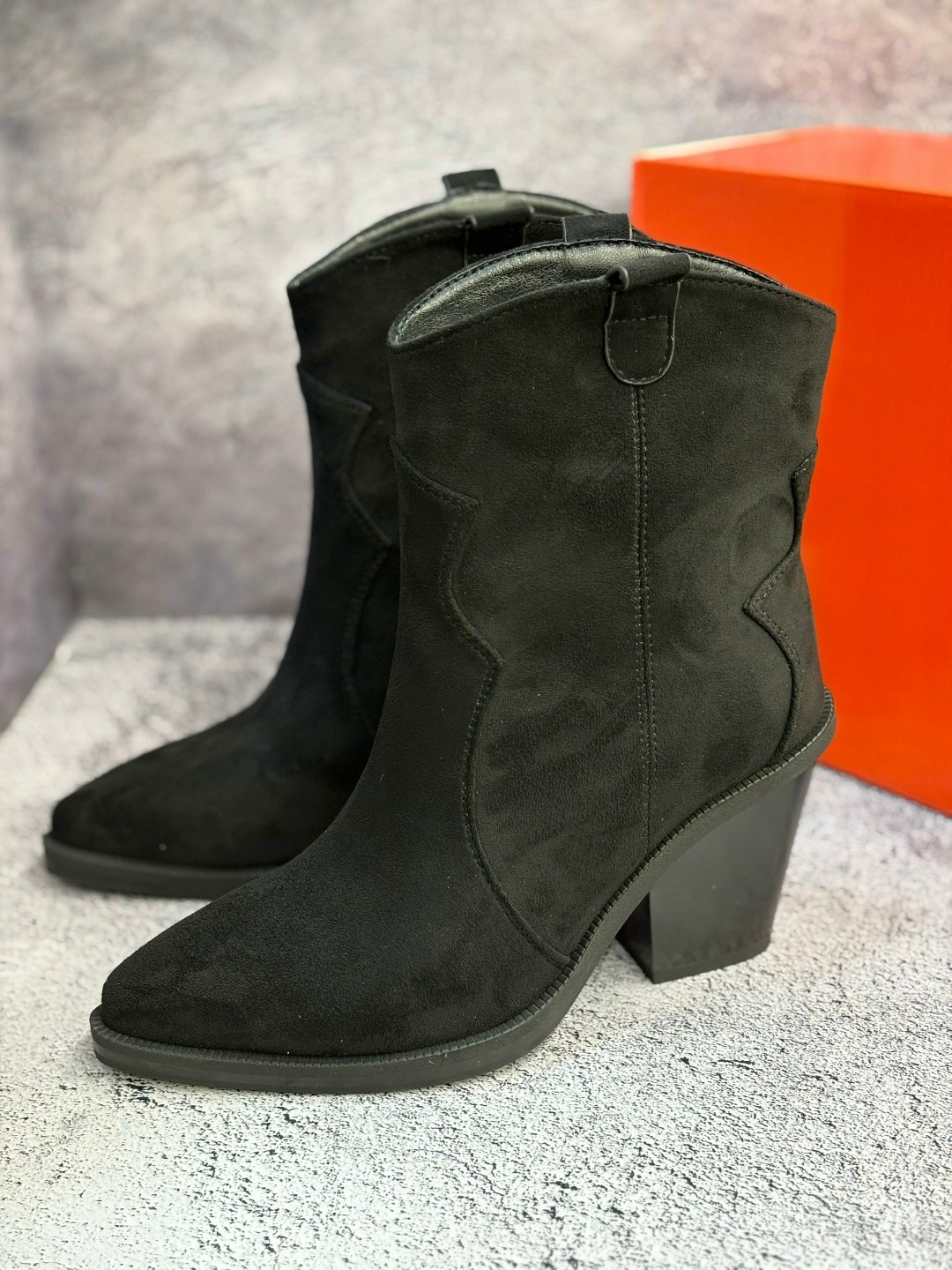 женские ботинки казаки черная замша демисезонные,полусапожки казаки,замшевые казаки,,полусапоги женские