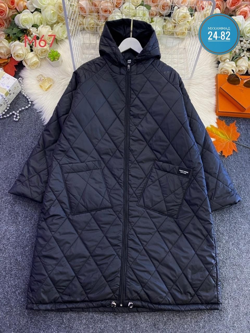 удлиненная куртка,куртка демисезонная,куртка женская,куртка стеганая,стеганая куртка с капюшоном 64-72