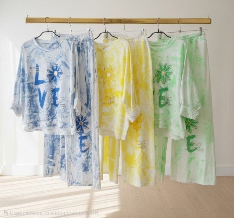 пижамные костюмы,костюмы женские,желтый костюм,костюм с принтом,трикотажные костюмы