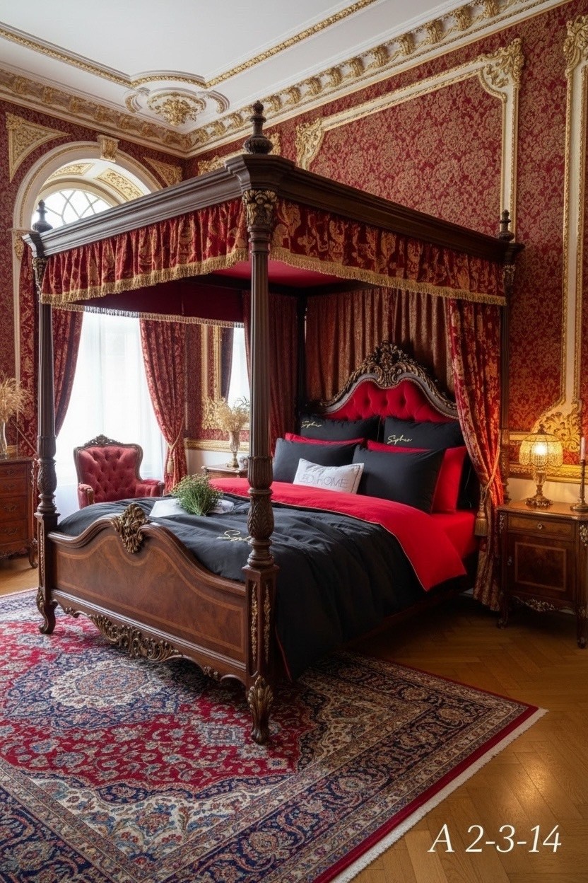 спальни дизайн,роскошная спальня,спальни,шикарная спальня,ампир в интерьере