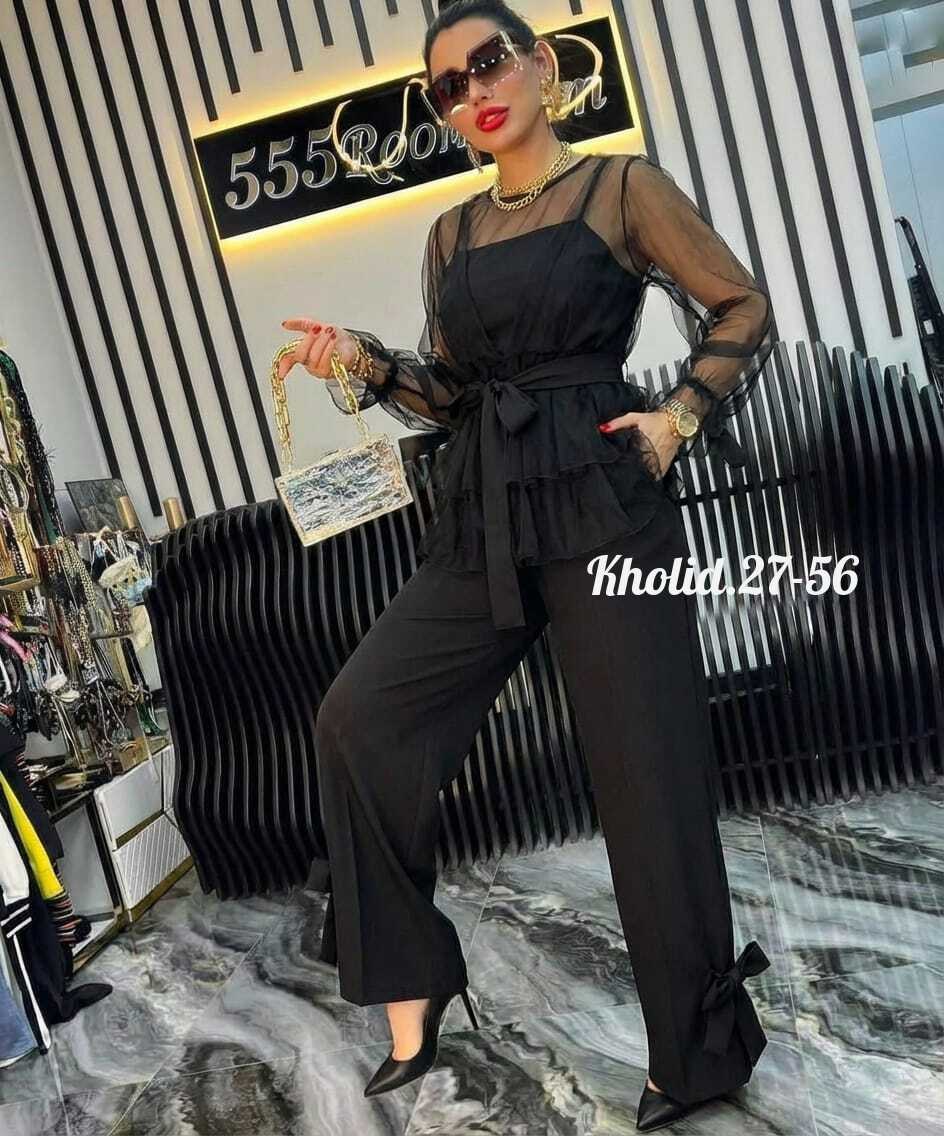 костюм женский,брючный костюм женский,костюм тройка женский,женский костюм тройка ткань барби (накидка аргана),блузка из органзы