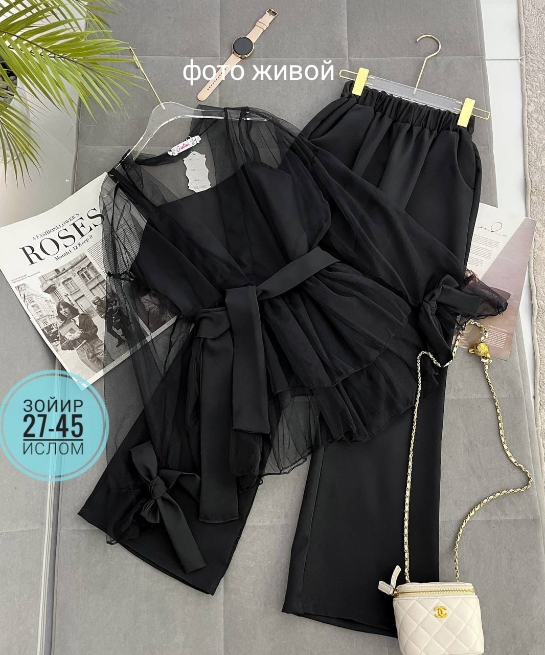 костюм женский,брючный костюм женский,костюм тройка женский,женский костюм тройка ткань барби (накидка аргана),блузка из органзы