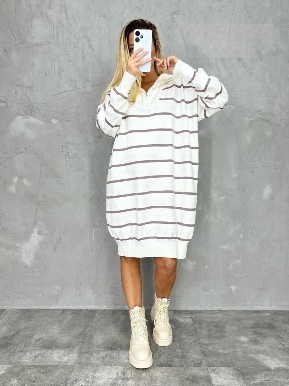 теплая туника,туника в полоску,теплое платье,платье туника,платье свитер
