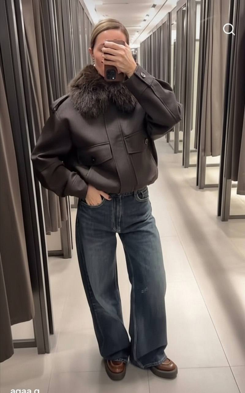 кожаная куртка,куртка с воротником,женская кожаная куртка yolagain с меховым воротником,женская куртка,женская куртка из натуральной овечьей кожи с натуральным мехом wy1159