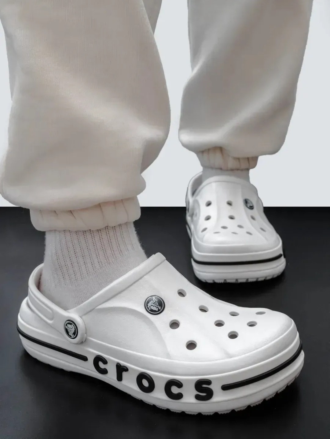 белые сабо crocs bayaband clog,сандалии crocs bayaband clog 'white blue',кроксы,crocs белые,crocs женские